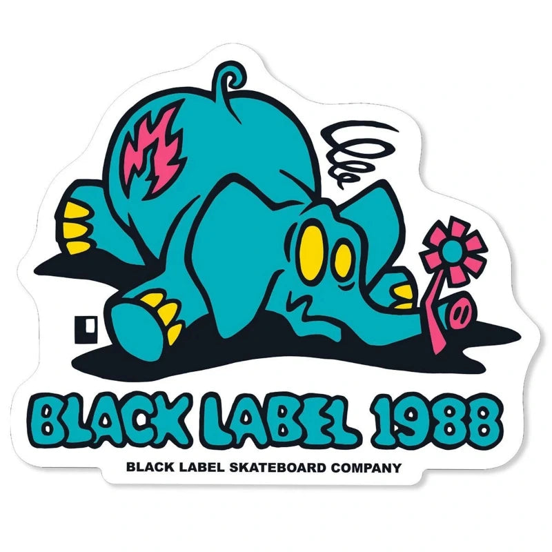 Black Label Sticker Pink Elephant - Small