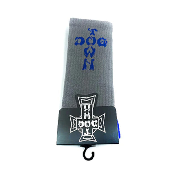 Dogtown Socks Cross Letters (Crew) - Gray/Blue