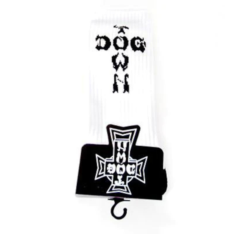 Dogtown Socks Cross Letters (Crew) - Blanc/Noir