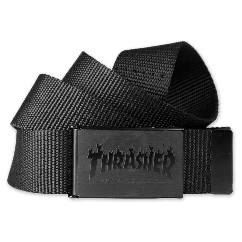 Thrasher Belt Etched Flame Logo W/Bottle Opener Black