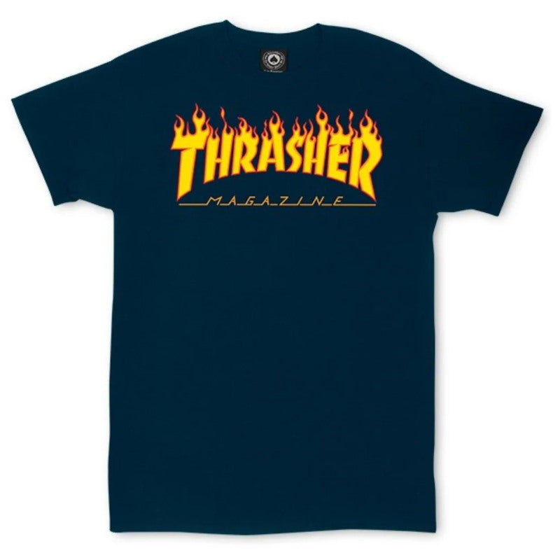 Thrasher T-Shirt FLAME LOGO - Navy