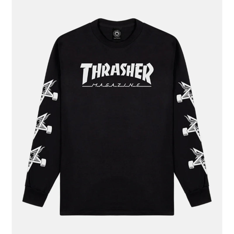 Thrasher T-Shirt Long Sleeve Mag Logo GOAT - Black