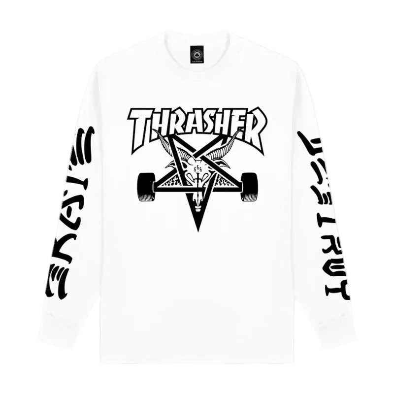 Thrasher T-Shirt Long Sleeve Skate And Destroy GOAT - White