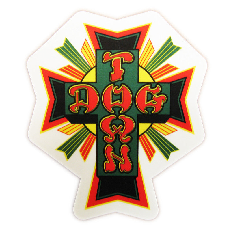 Dogtown Sticker Cross Logo - Rasta/Medium