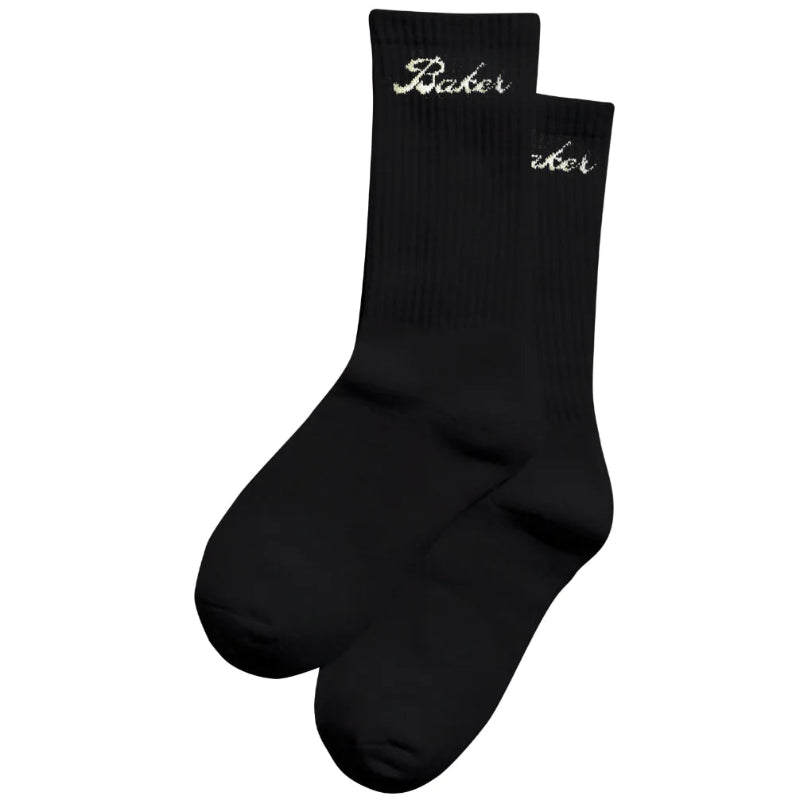 Baker Socks Cursive Black (Crew)
