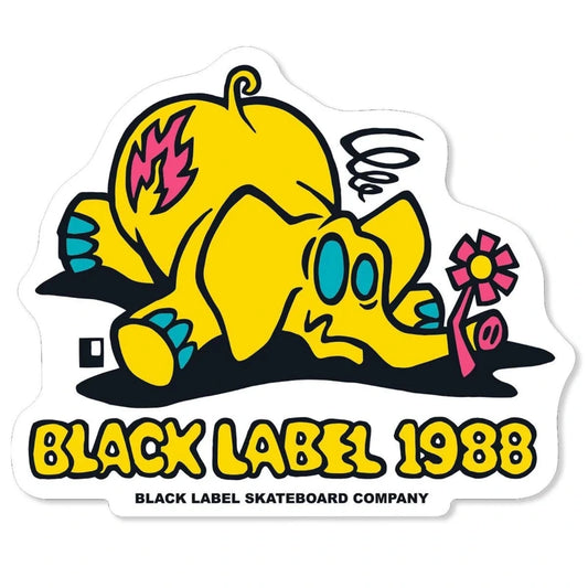 Black Label Sticker Pink Elephant - Small