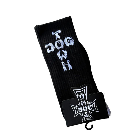 Dogtown Socks Cross Letters (Crew) - Black/White