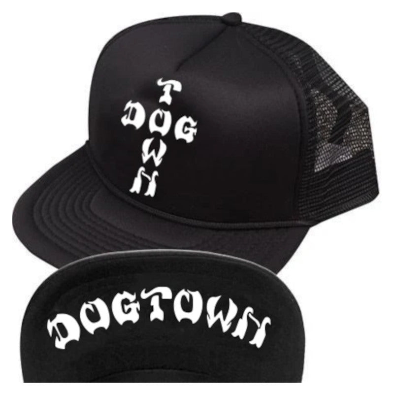 Dogtown Flip Cap Cross Letters Mesh (Snapback) - Black