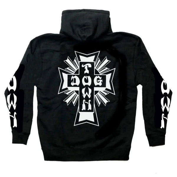 Dogtown Hoody Cross Logo Pullover w/Sleeve print - Black