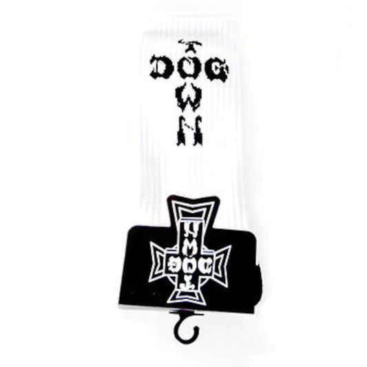 Dogtown Socks Cross Letters (Crew) - Blanc/Noir