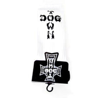 Dogtown Socks Cross Letters (Crew) - White/Black