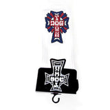 Dogtown Socks Cross Logo (Crew) - White/USA