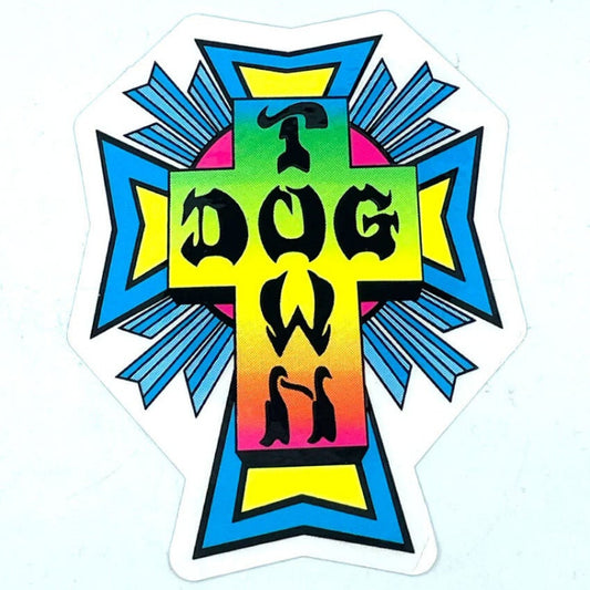 Dogtown Sticker Cross Logo - Neon/Small