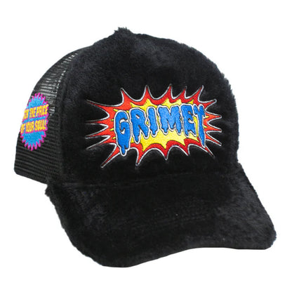 Grimey Cap Fuzzy Trucker Snapback - Black