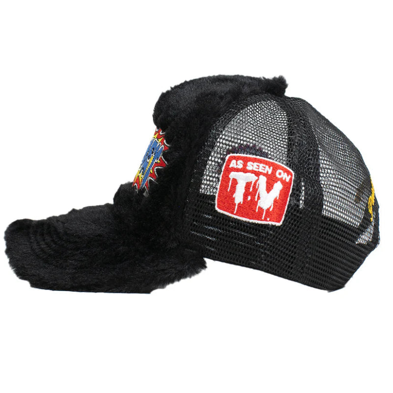 Grimey Cap Fuzzy Trucker Snapback - Black