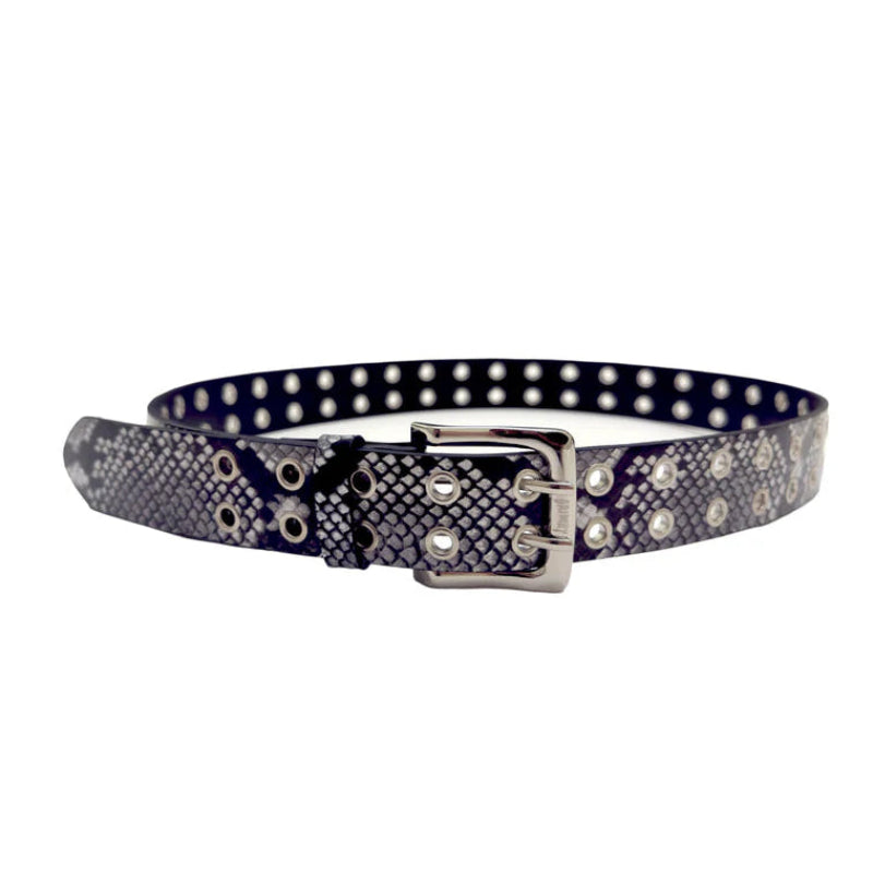 Grimey Belt Snakeskin Pattern Leather - Black