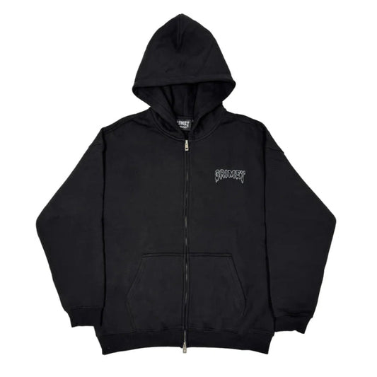 Grimey Hoody Zip Up Logo - Noir