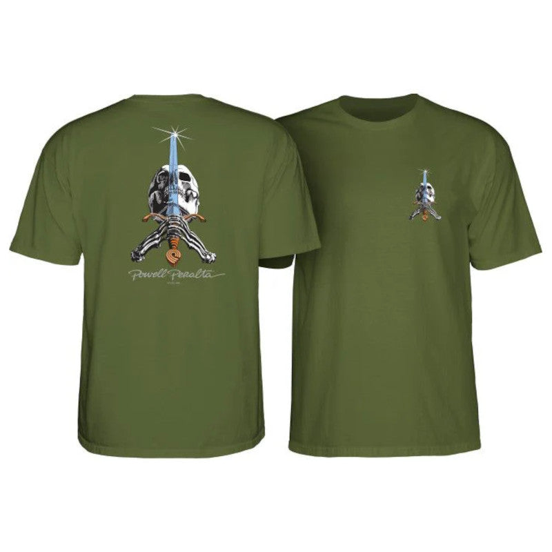 Powell & Peralta T-Shirt Skull And Sword - Army Green