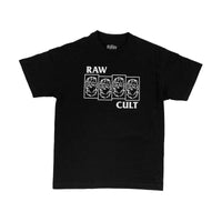 RAW CULT T-Shirt CULT Flag - White on Black