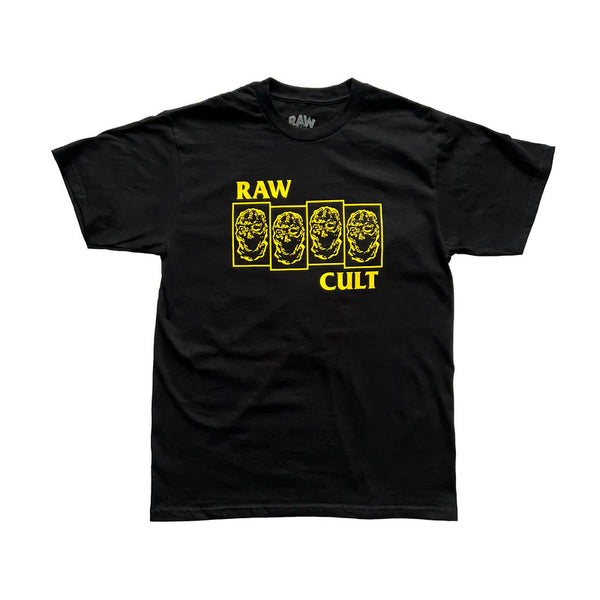 RAW CULT T-Shirt CULT Flag - Yellow on Black