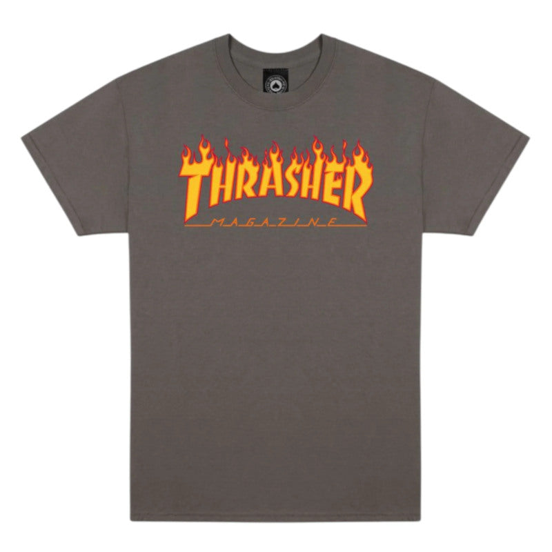 Thrasher T-Shirt  FLAME LOGO - Charcoal