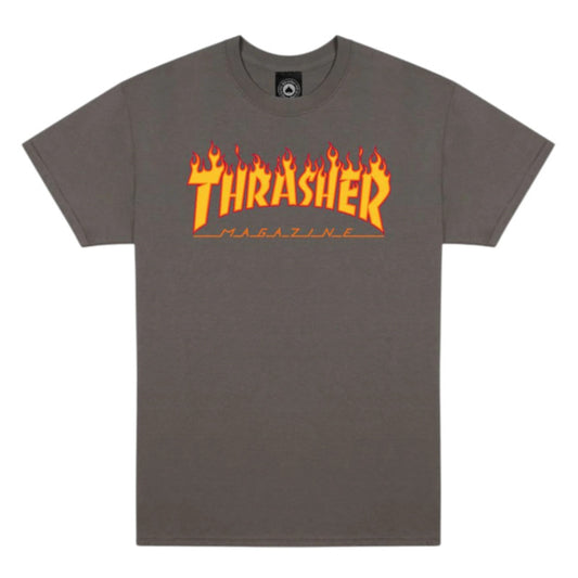 Thrasher T-Shirt  FLAME LOGO - Charcoal