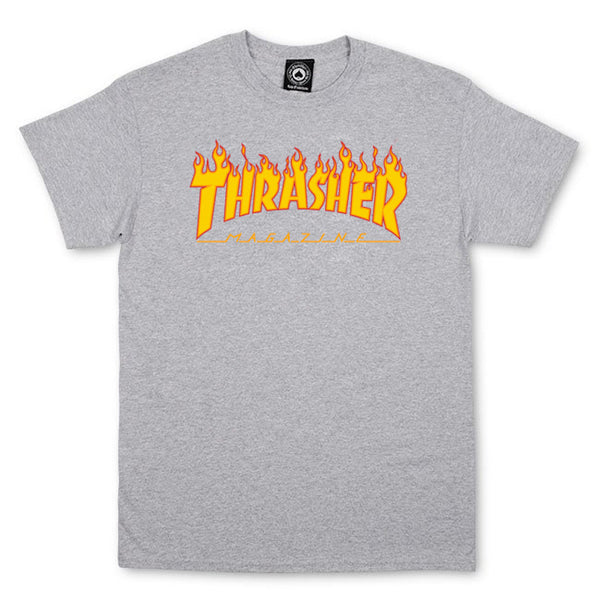 Thrasher T-Shirt  FLAME LOGO - Gris